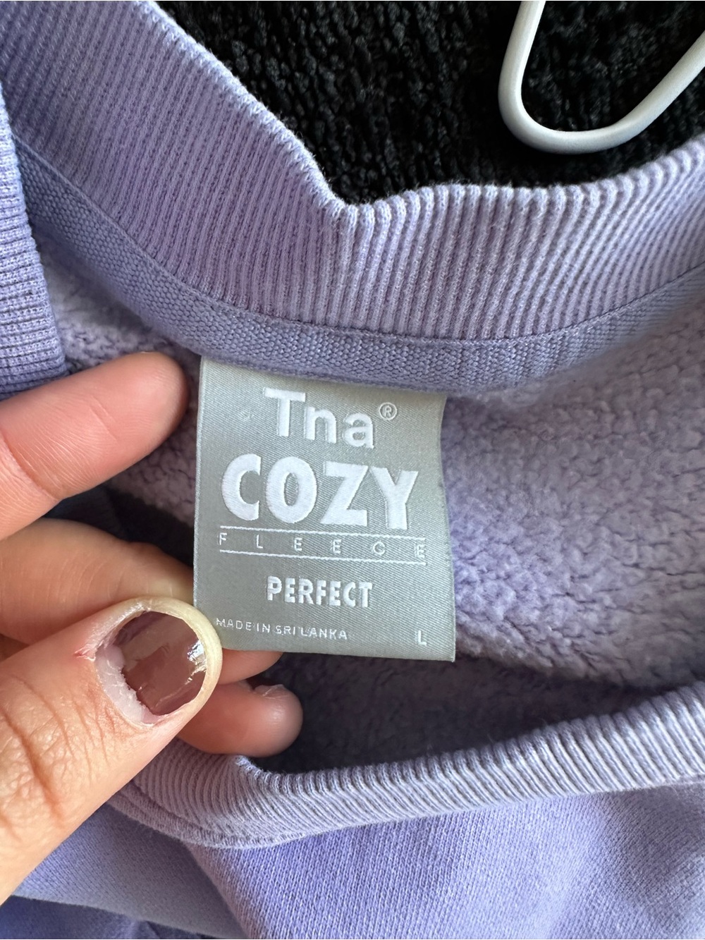 TNA Cozy Fleece Perfect Lavender Cropped Crew Sweatshirt Size Large - Picture 3 of 7